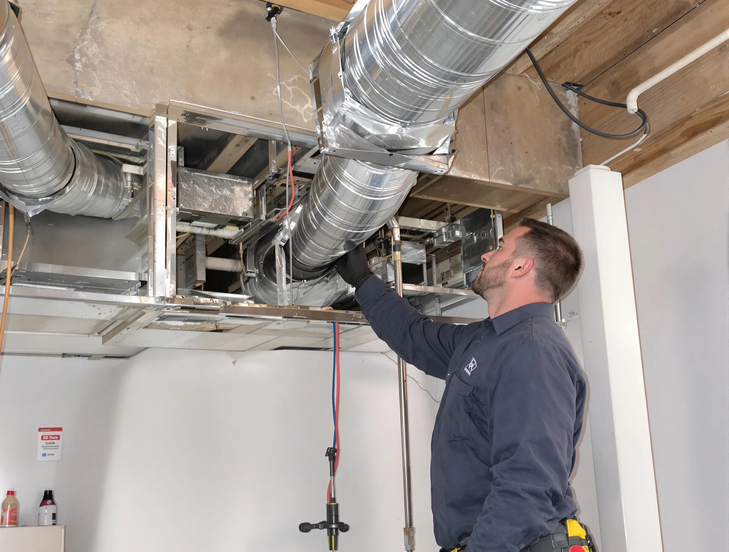 Jeannette Air Duct Cleaning technician performing professional air duct repair using specialized tools in Jeannette