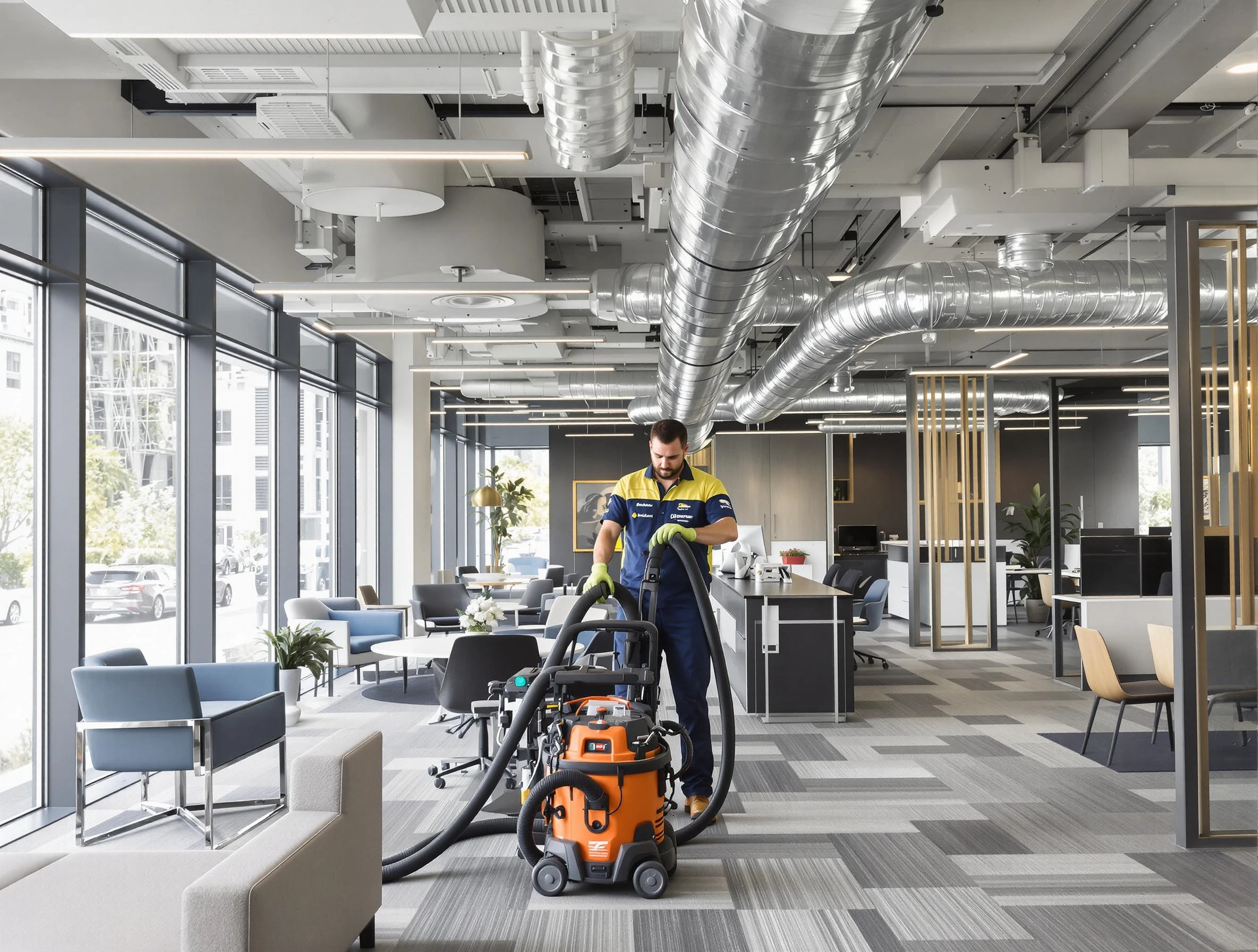 Jeannette Air Duct Cleaning team performing thorough commercial duct cleaning at a Jeannette business center
